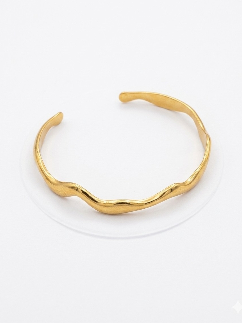 Stainless Steel Wavy Open Cuff Bracelet